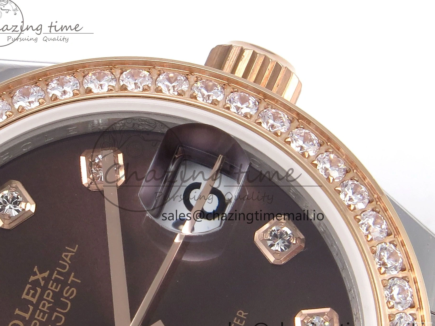 AAA Replica Watches GMF Bracelet SS on Jubilee Dimonds 278381RBR Supportive 1:1 Best 1166 Edition Brown 31 A DateJust Steel 904L RG Dial 0121